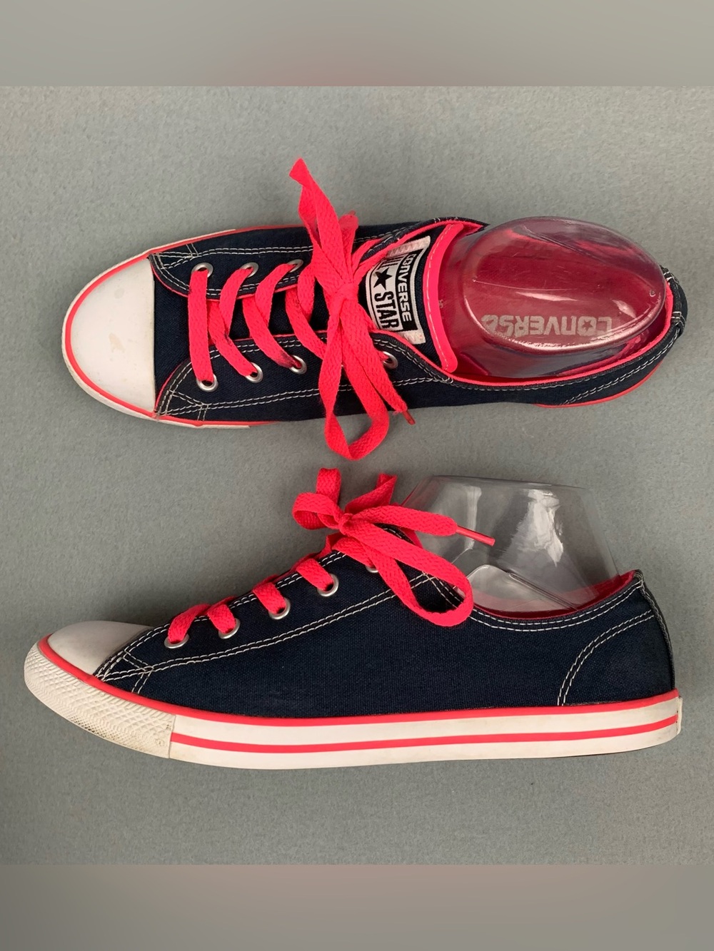 Converse Shoes Womens 9 Blue Neon Pink Chuck Taylor Dainty Ox All Star Sneakers
